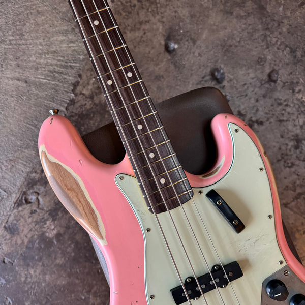 Nash JB-63 Jazz Bass, Shell Pink with Heavy Aging