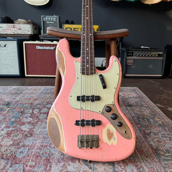 Nash JB-63 Jazz Bass, Shell Pink with Heavy Aging