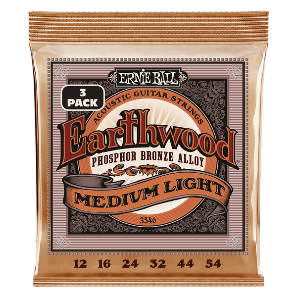Ernie Ball Earthwood Medium Light 3 Pack - 12-54 gauge