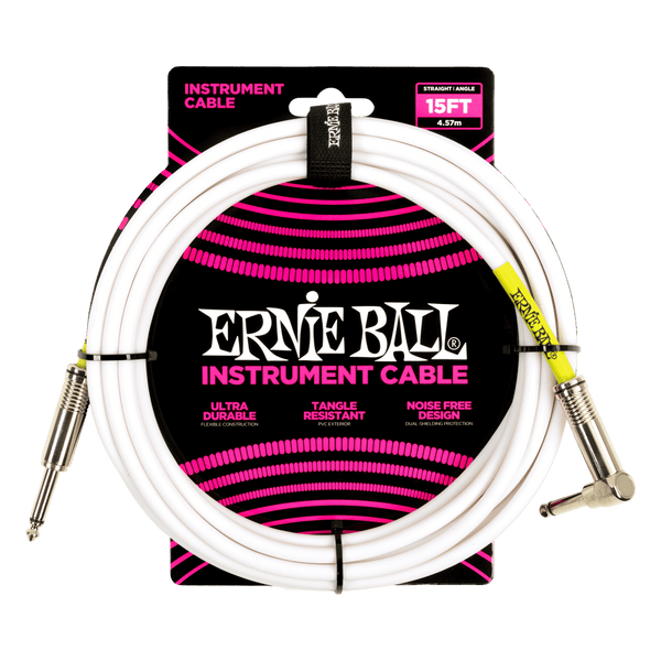 Ernie Ball Classic Instrument Cable Straight/Angle 15ft - White
