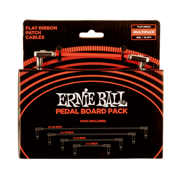 Ernie Ball Flat Ribbon Patch Cables Pedalboard Multi-Pack - Red