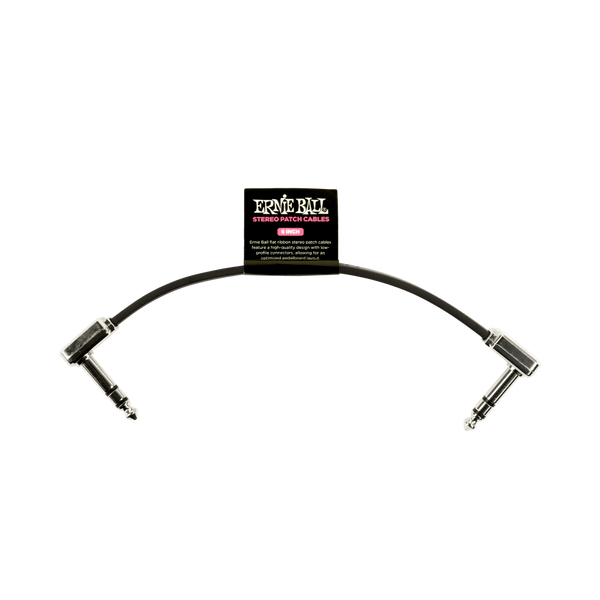 Ernie Ball Flat Ribbon Stereo Patch Cable 6 in - Black - Single