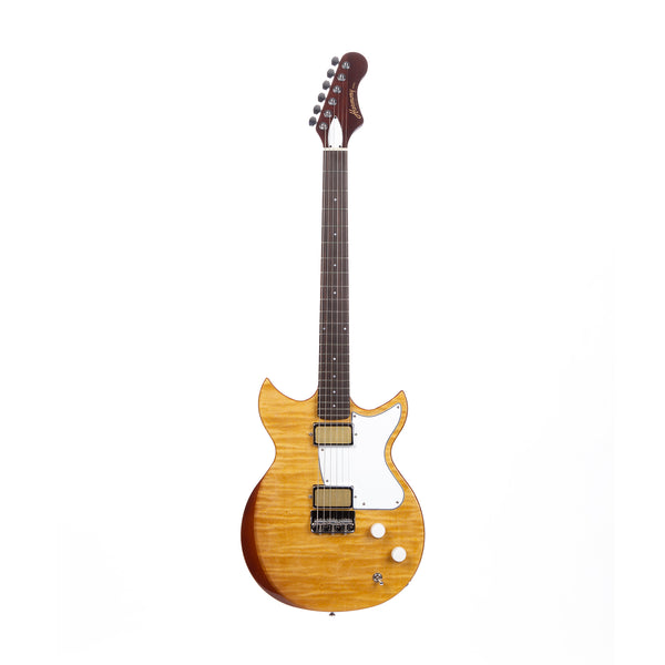 Harmony Rebel Electric Guitar, Limited Edition Flame Maple Top Vintage Natural