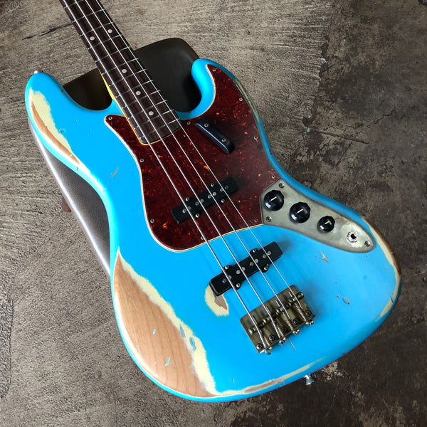 Nash JB-63 Jazz Bass, Daphne Blue with Heavy Aging TSP-14
