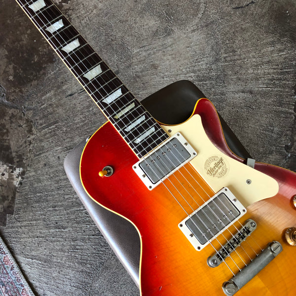Heritage Custom Shop Core Collection H-150 Plain Top Electric Guitar with Case (Artisan Aged),  Dark Cherry Sunburst