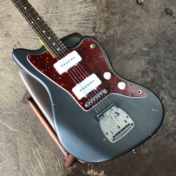 Nash JM-63 Jazzmaster, Charcoal Frost with Light Aging and Matching Headstock