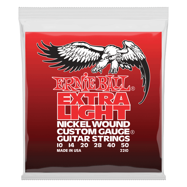 Ernie Ball Extra Light Nickel Wound w/ wound G Electric Guitar Strings - 10-50 Gauge