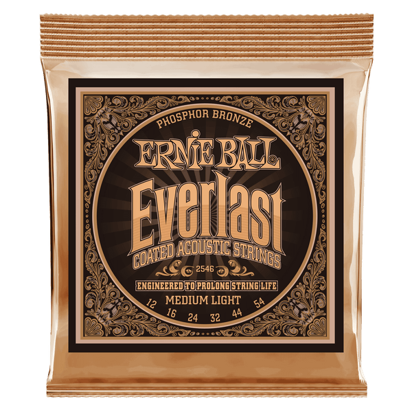 Ernie Ball Everlast Medium Light Coated Phosphor Bronze Acoustic Guitar Strings - 12-54 Gauge