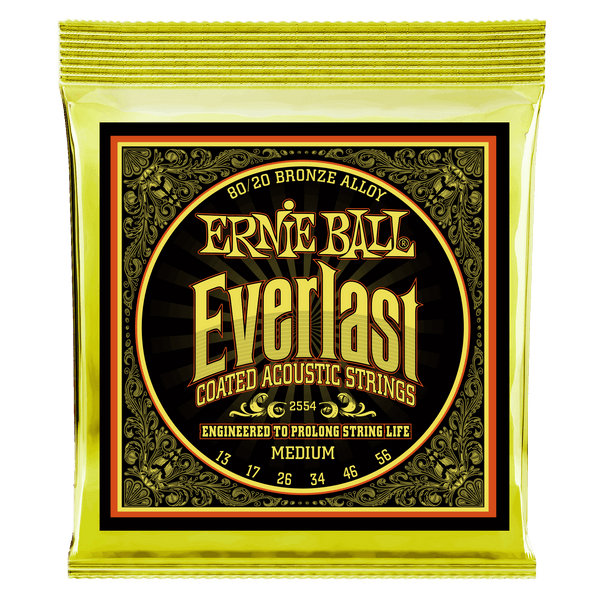 Ernie Ball Everlast Medium Coated 80/20 Bronze Acoustic Guitar Strings - 13-56 Gauge