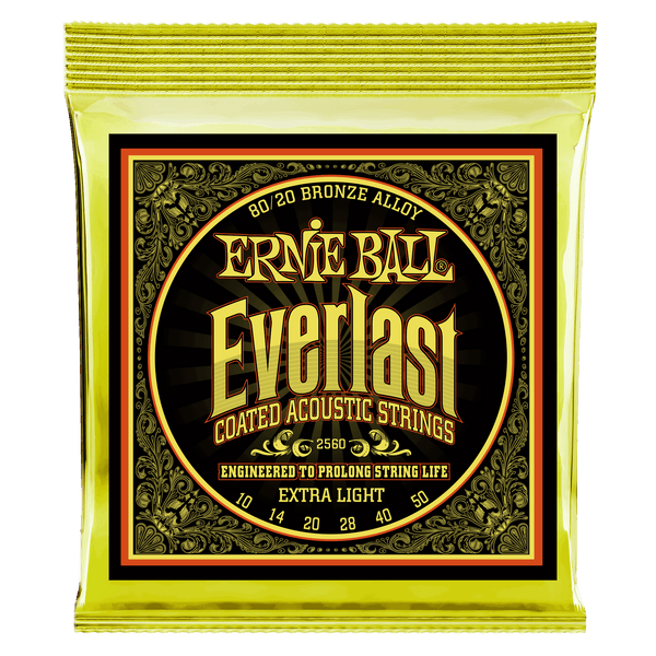 Ernie Ball Everlast Extra Light Coated 80/20 Bronze Acoustic - 10-50 Gauge