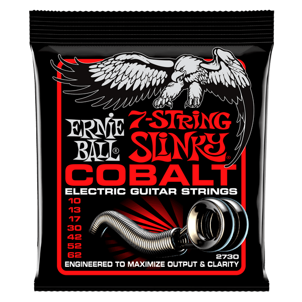 Ernie Ball Skinny Top Heavy Bottom Slinky Cobalt 7-String Electric Guitar Strings - 10-62 Gauge