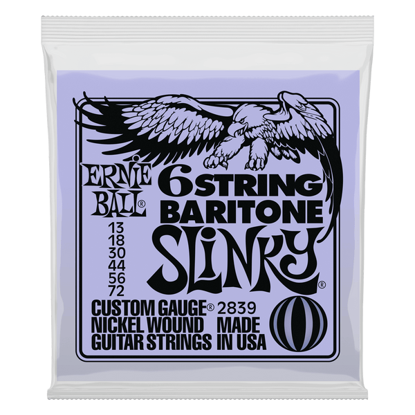 Ernie Ball Slinky 6-String w/ small ball end 29 5/8 scale Baritone Guitar Strings - 13-72 Gauge