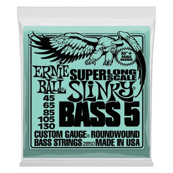 Ernie Ball Bass 5 Slinky Super Long Scale Electric Bass Strings - 45-130 Gauge