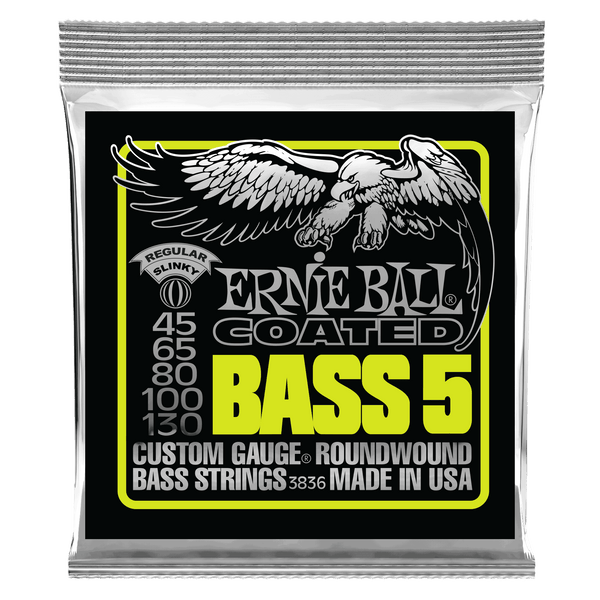 Ernie Ball Bass 5 Slinky Coated Electric Bass Strings - 45-130 Gauge