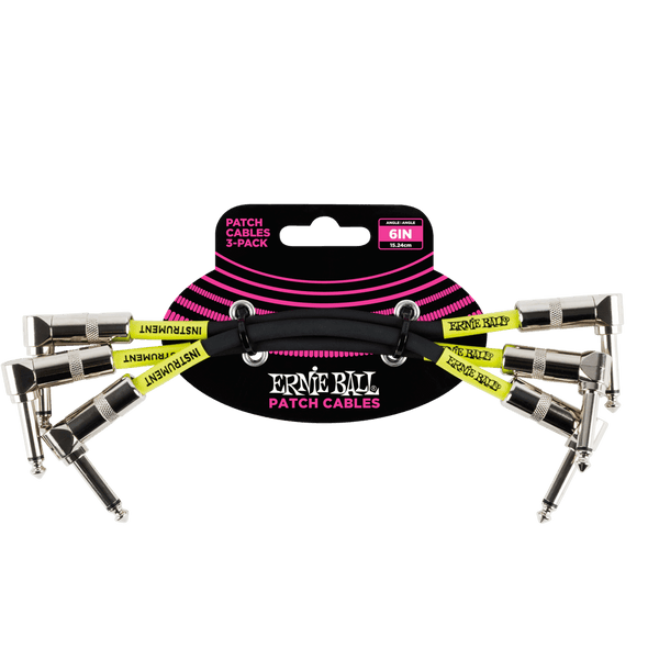 Ernie Ball 6" Angle / Angle Patch Cable 3 Pack - Black