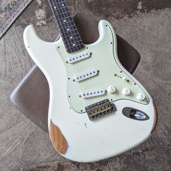 Nash S-63 Stratocaster, Olympic White with Light Aging