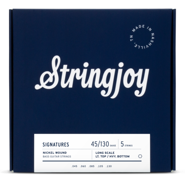 Stringjoy Light Top / Heavy Bottom Gauge (45-130) 5 String Long Scale Nickel Wound Bass Guitar Strings