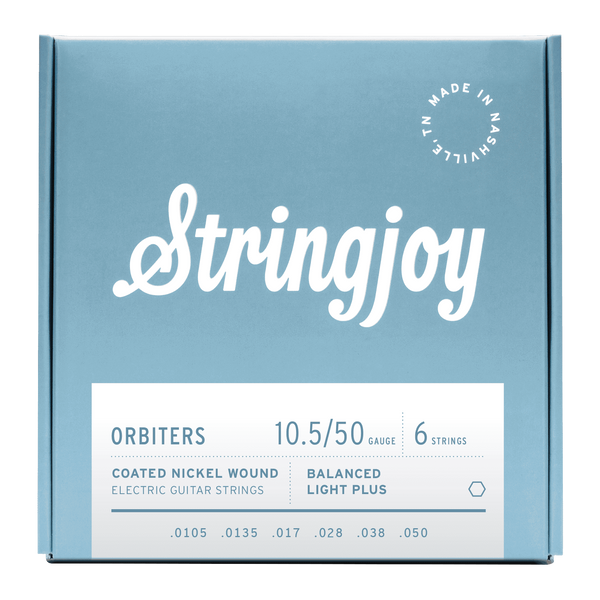 Stringjoy Orbiters | Balanced Light Plus Gauge (10.5-50) Coated Nickel Wound Electric Guitar Strings