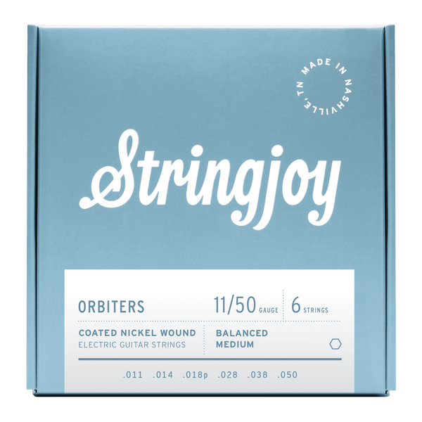 Stringjoy Orbiters | Balanced Medium Gauge (11-50) Coated Nickel Wound Electric Guitar Strings