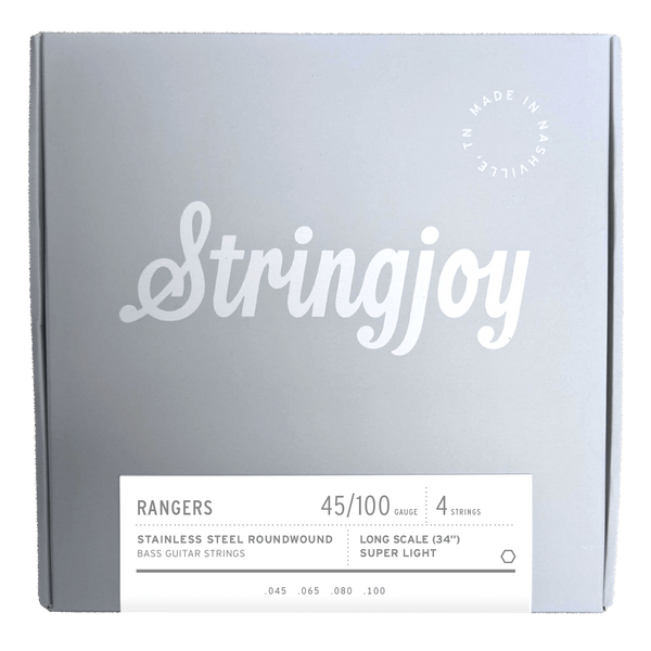 Stringjoy Rangers | Super Light Gauge (45-100) 4 String Long Scale Stainless Steel Bass Guitar Strings