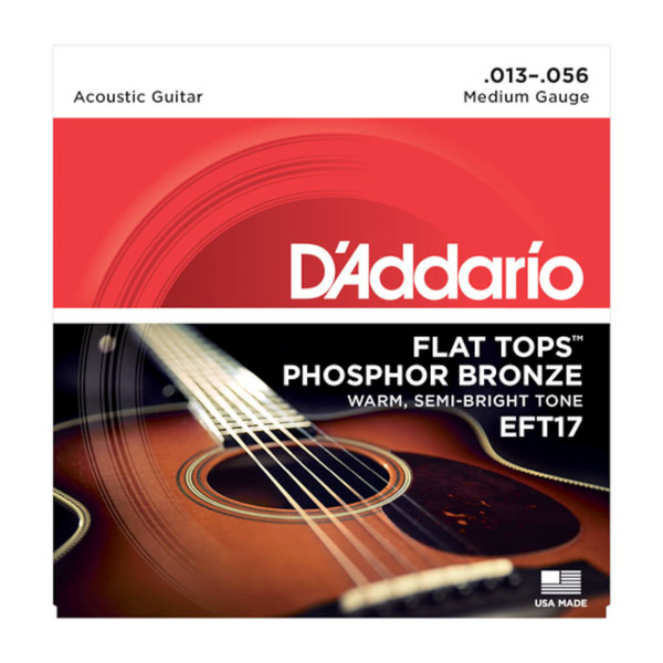 D'Addario EFT17 Phosphor Bronze Flat Tops, Medium, 13-56