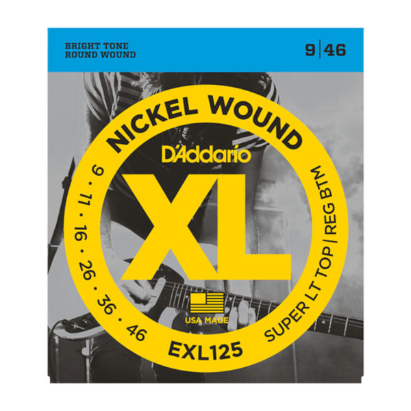 D'Addario EXL125-3D Nickel Wound Electric Guitar Strings, Super Light Top/Regular Bottom, 09-42, 3 Sets