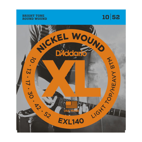 D'Addario EXL140-10P Nickel Wound Electric Guitar Strings, Light Top/Heavy Bottom, 10-52, 10 sets