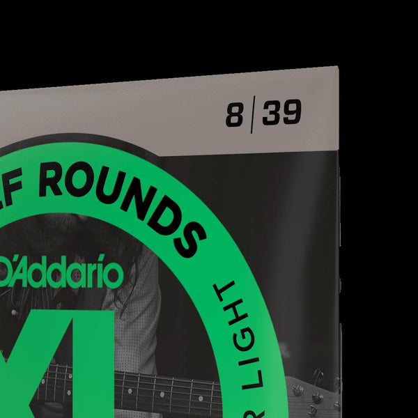 D'Addario EHR330 Half Round Electric Guitar Strings, Extra-Super Light, 8-39