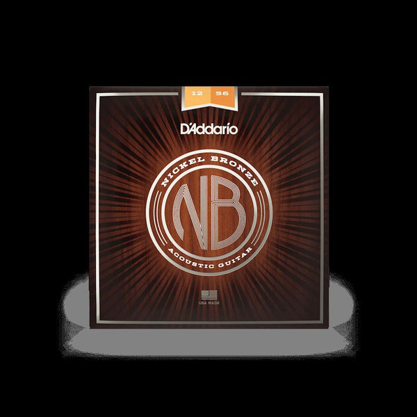 D'Addario NB1256 Nickel Bronze Acoustic Guitar Strings, Light Top / Med Bottom, 12-56