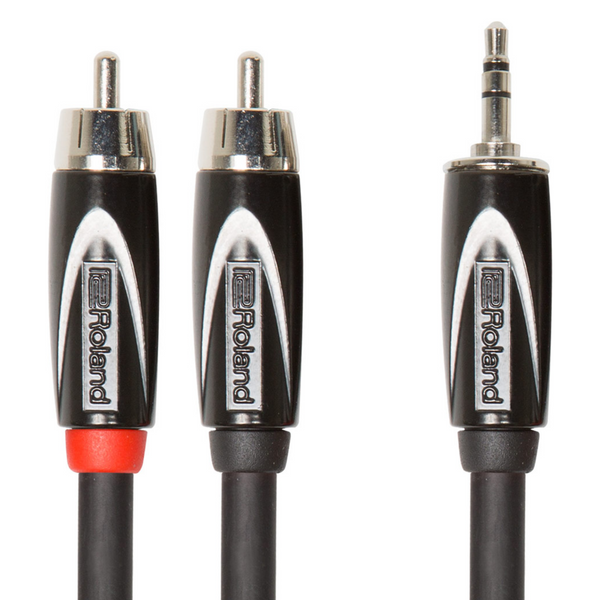 Roland Black Series Interconnect Cable, 1/8-inch TRS to Two RCA connectors