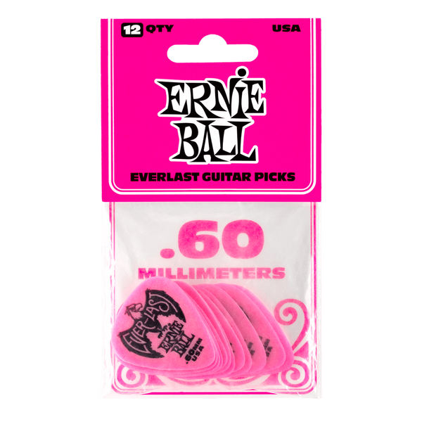 Ernie Ball .60MM PINK EVERLAST PICKS 12-PACK