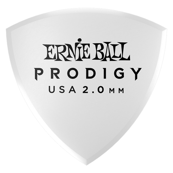 Ernie Ball 2.0MM WHITE LARGE SHIELD PRODIGY PICKS 6-PACK