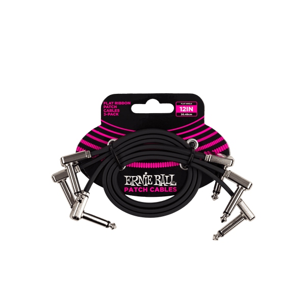 Ernie Ball 12” Flat Ribbon Patch Cable 3-Pack