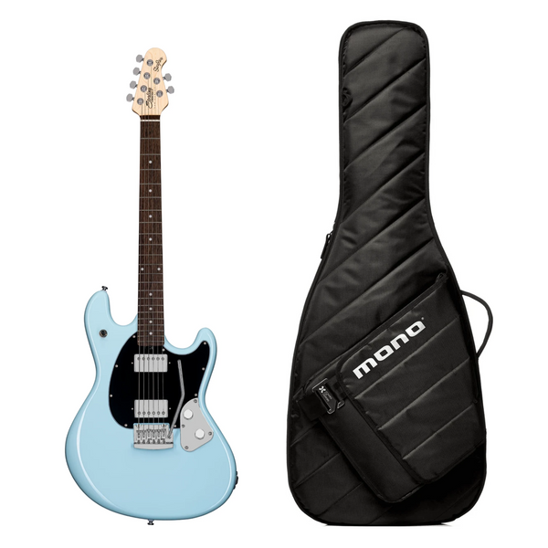 Sterling by Music Man StingRay Guitar, Daphne Blue and Mono Gig Bag Bundle