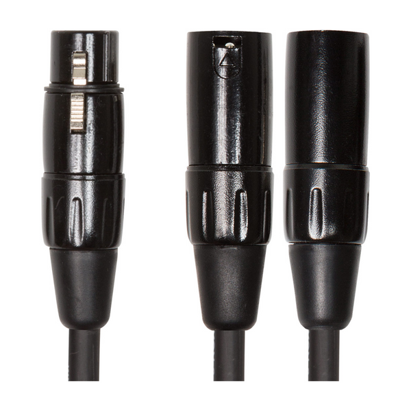 Roland Black Series Splitter/Y cable—XLR female to two XLR male, 6 inch RCC-YC-XF2XM